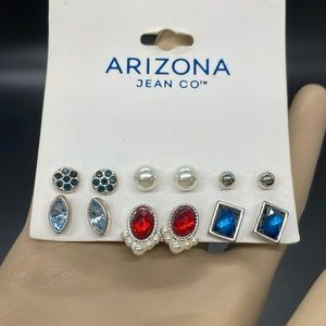 Vintage y2k Arizona Jeans 6 pc stud set colorful Earrings NWT